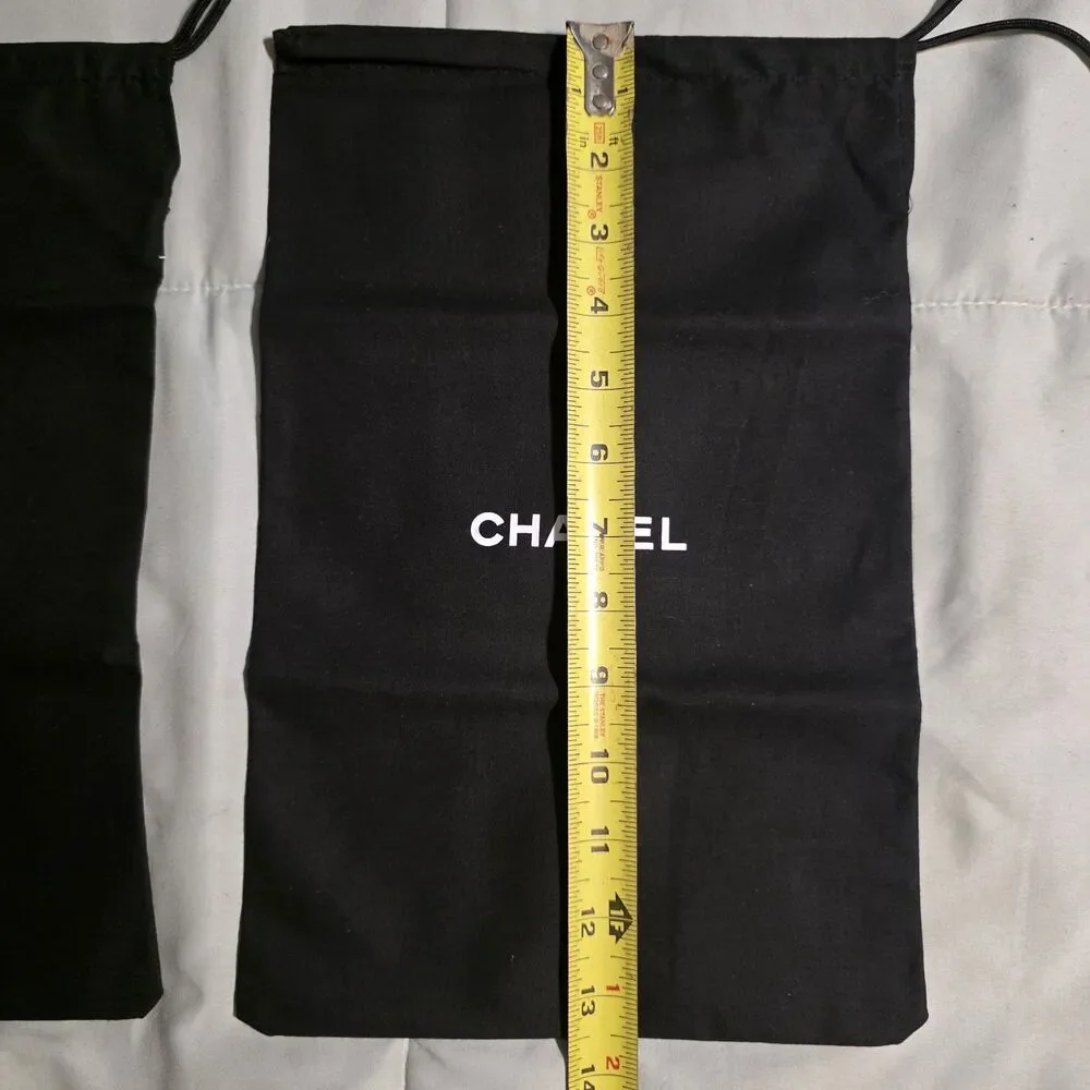 Authentic CHANEL Dust Bag Covers with Drawstrings Black Size 13X9.5 in Set Of 4